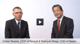 Meeting of the minds: Renault COO Carlos Tavares and Nissan COO Toshiyuki Shiga catch up in Davos